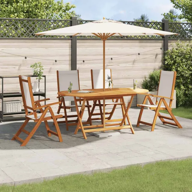 vidaXL 5-delige Tuinset massief acaciahout en textileen bruin, foto 2