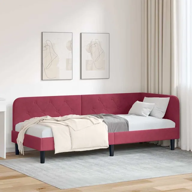 vidaXL Hoekbedframe Wijnrood 80 x 200 cm fluweel