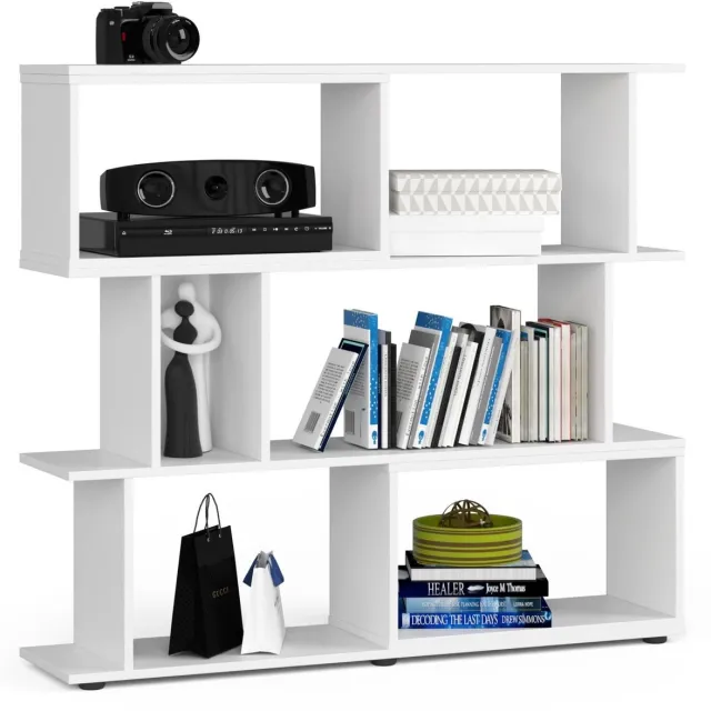 Akord Witte Boekenkast met 6 Planken FIX MINI / Open Opbergplanken / Wit / AKORD Furniture Factory / 120x28,4x107,5 cm