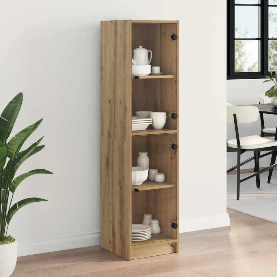 vidaXL Highboard Artisan Eiken 35 x 37 x 142 cm Bewerkt hout, foto 3