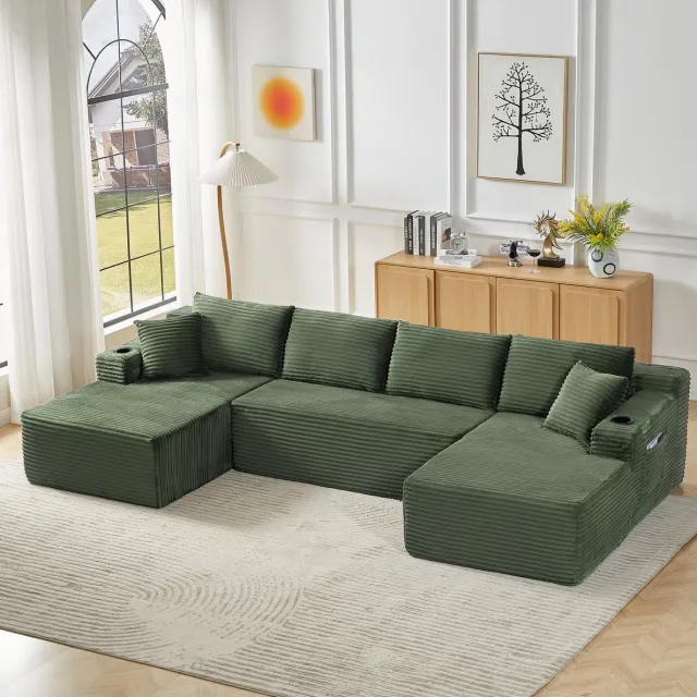 MODFU U-Bank-Modulaire-Corduroy-Groen-Woonkamer-6-Zits