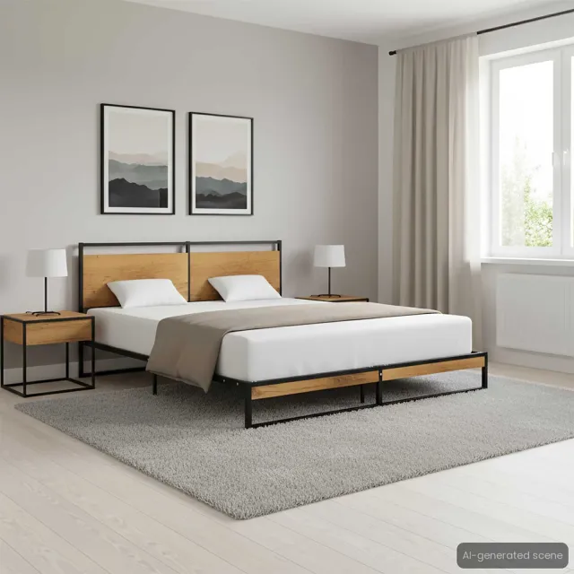 vidaXL Bedframe metaal 160x200 cm zwart