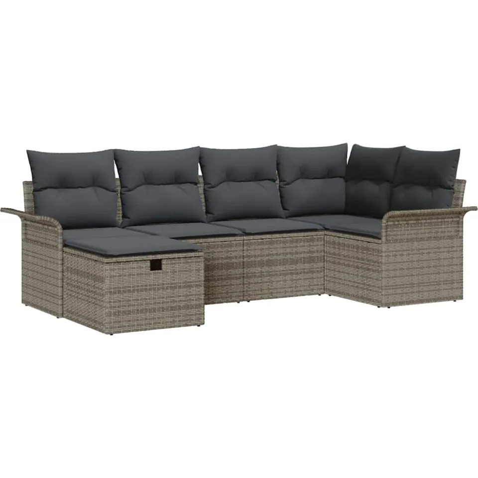 vidaXL Tuin Sofa Set 6 st Poly riet Bruin