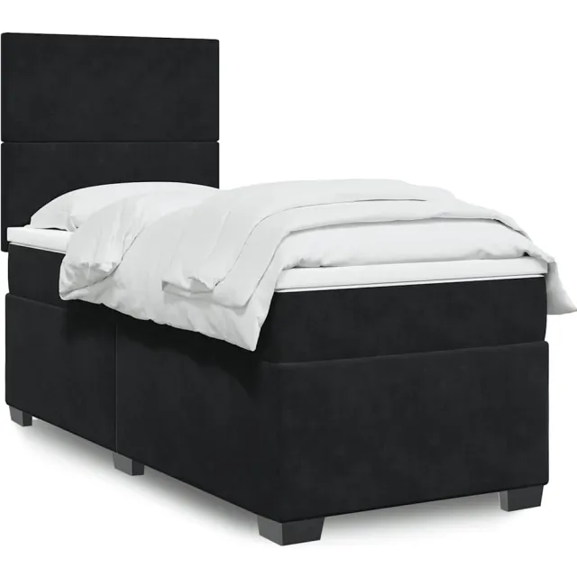 vidaXL Boxspring met matras fluweel zwart 80x200 cm
