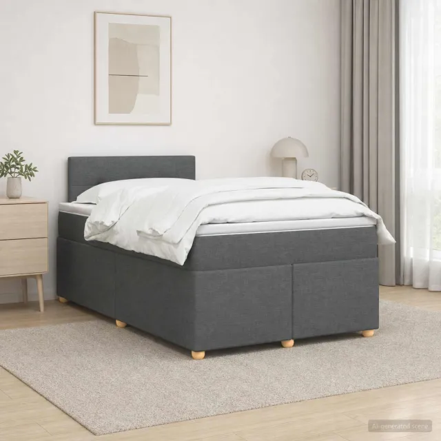 vidaXL Boxspringbed met matras Donkergrijs 120 x 190 cm Stof