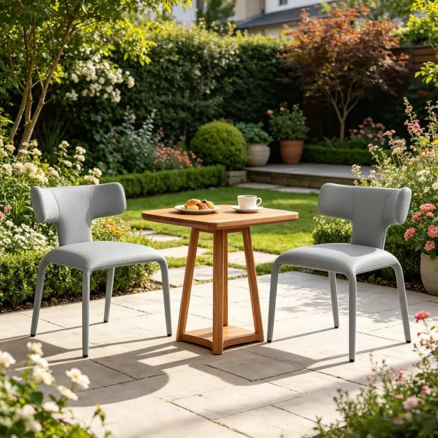 WUVRIE Set van 2 bureaustoelen 53x53x78 cm - Vaste armleuningen en gebogen rugleuning - Grijs