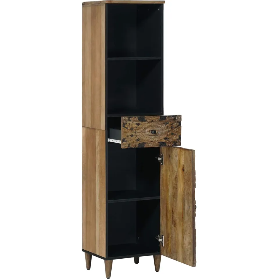vidaXL Badkamerkast Bruin 38 x 33 x 160 cm Massief Mango Hout, foto 2