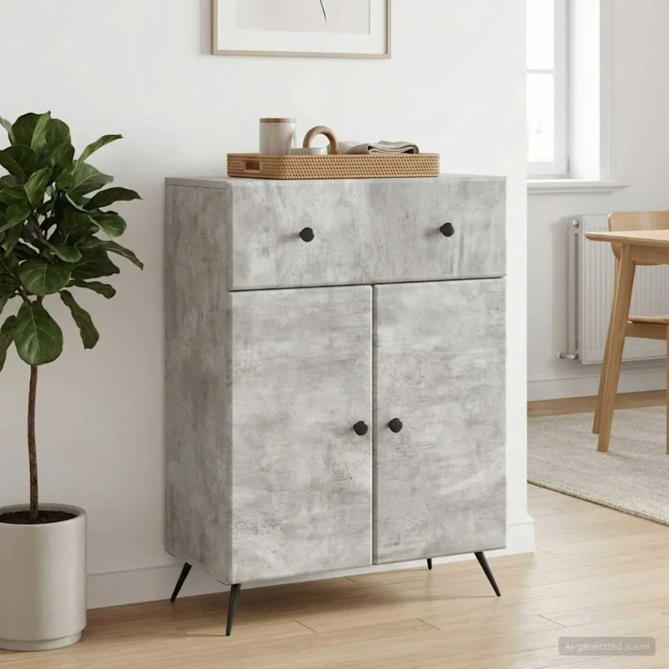 vidaXL Dressoir Betongrijs 66 x 34,5 x 90 cm Bewerkt hout grijs, foto 3