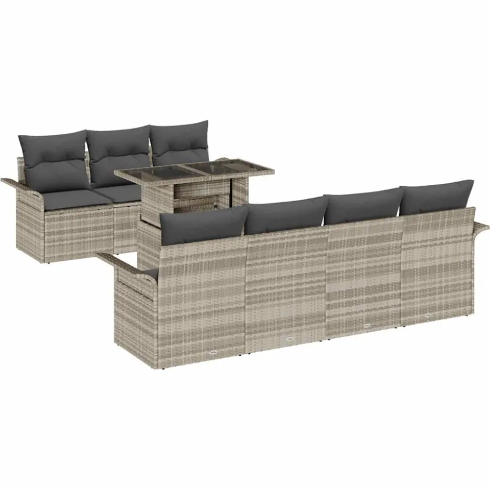 vidaXL Tuin Sofa Set 8 st Lichtgrijs [Synthetisch]: Poly Rattan