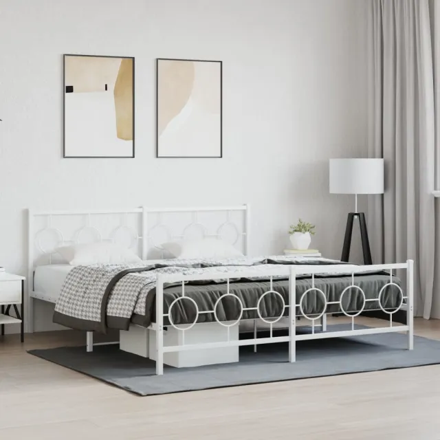 vidaXL Bedframe met hoofd- en voeteneinde metaal wit 183x213 cm