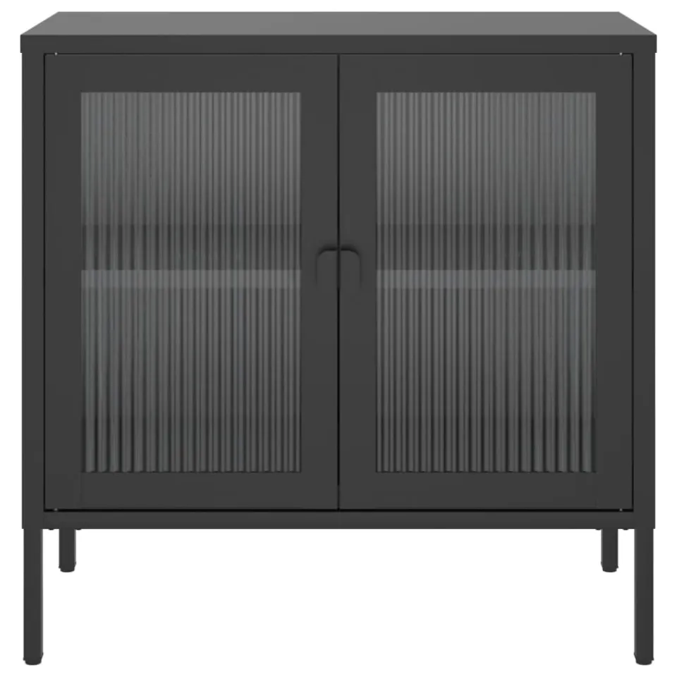 vidaXL Dressoir 70x35x70 cm glas en staal zwart, foto 4