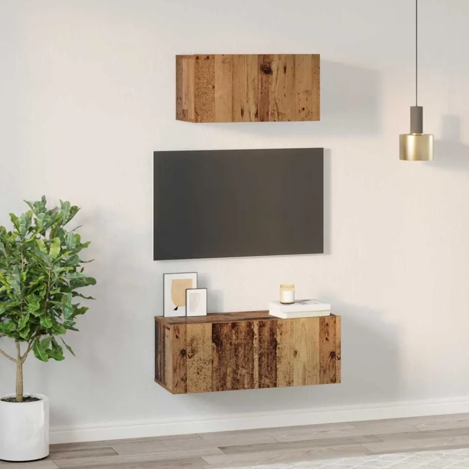 vidaXL Tv-meubelset 2 st Oud Hout Bewerkt hout bruin, foto 4