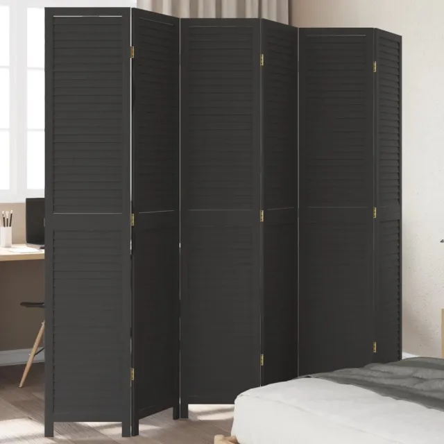 vidaXL Kamerscherm met 6 panelen massief paulowniahout zwart