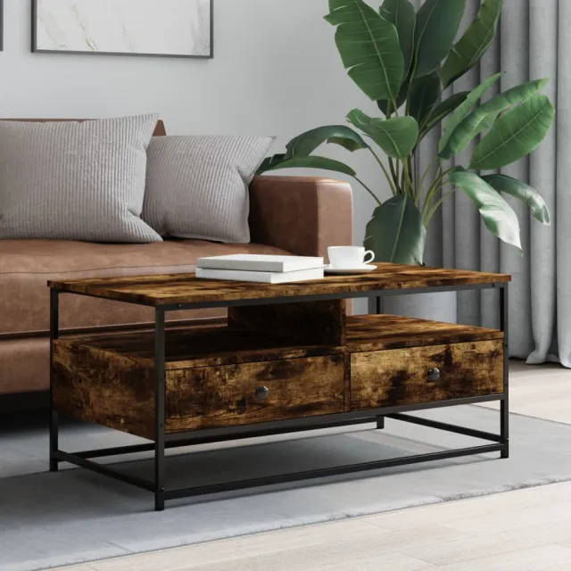 vidaXL Salontafel 100x51x45 cm bewerkt hout gerookt eikenkleurig, foto 2
