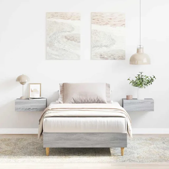 vidaXL Bedframe zonder matras 100x200 cm spaanplaat grijs sonoma