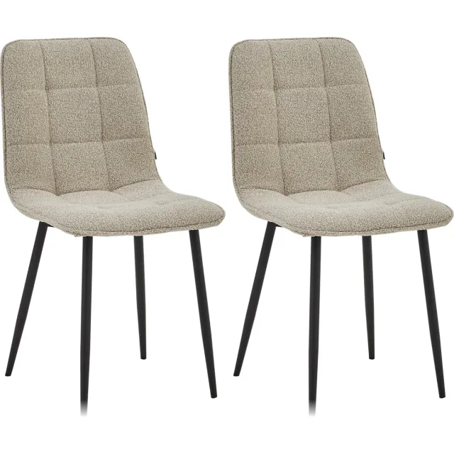 Colenis Ela Eetkamerstoel - Set Van 2 - Beige - Bouclé - Design