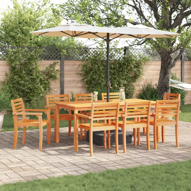 vidaXL Tuin eettafelset 9 st Bruin Massief Acaciahout