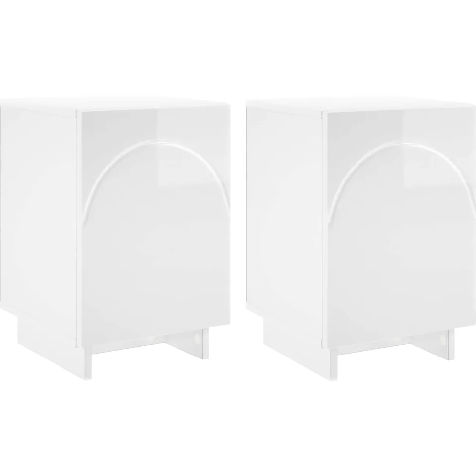 vidaXL Nachtkastje 2 st Hoogglans Wit 33,5 x 34,5 x 50 cm Bewerkt hout