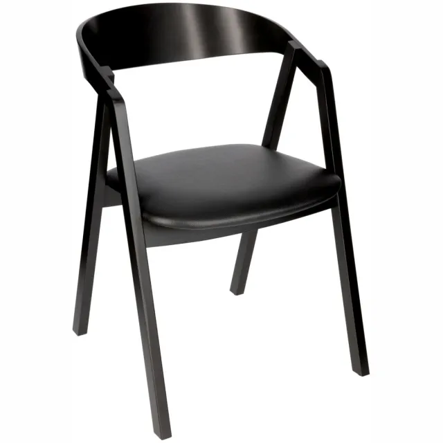 Vega 2x VEGA Stapelbare stoel Calma kunstleer, beukenhout zwart gelakt; 54x53x79 cm (BxDxH); zitting zwart, frame zwart; 2 stuk / verpakking