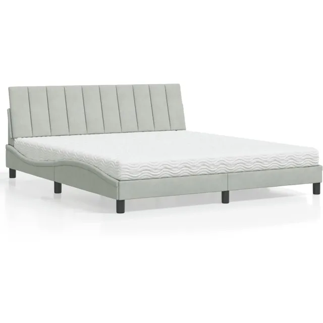 vidaXL Bed met matras "Hanko" fluweel lichtgrijs 180x200 cm