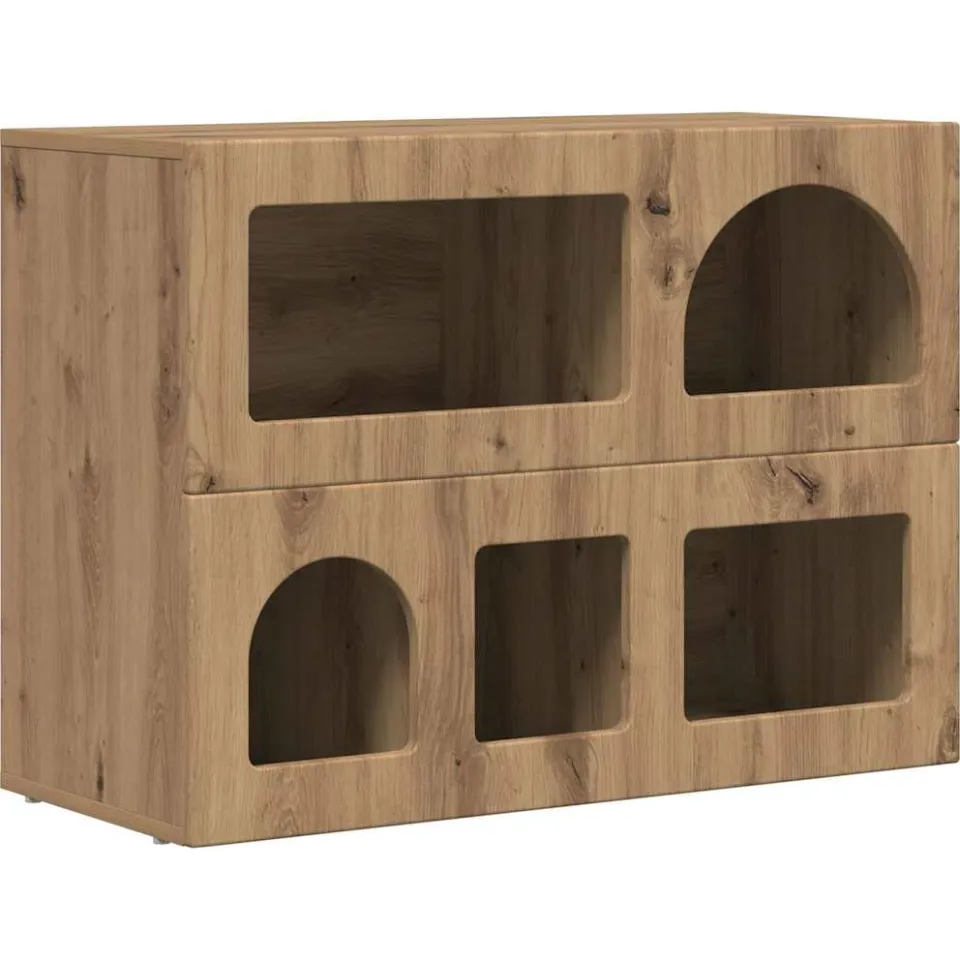 vidaXL Dressoir ELST Artisan Eiken 80,5 x 35 x 59 cm Bewerkt hout, foto 3