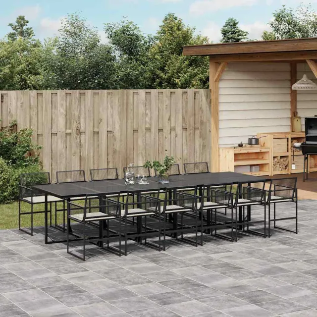 vidaXL 13-delige Tuinset met kussens poly rattan zwart, foto 2