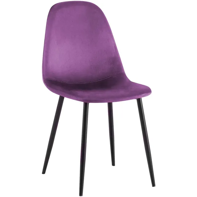 CLP Napier Eetkamerstoel - Modern Design - Zonder armleuning - Metalen Onderstel - Comfortabele Rugleuning - Max. 150 kg - Fluweel/purper