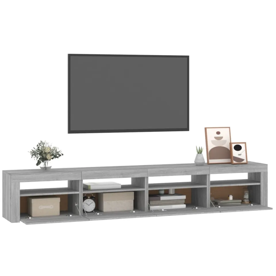 vidaXL Tv-meubel met LED-verlichting 240x35x40 cm grijs sonoma eiken, foto 3
