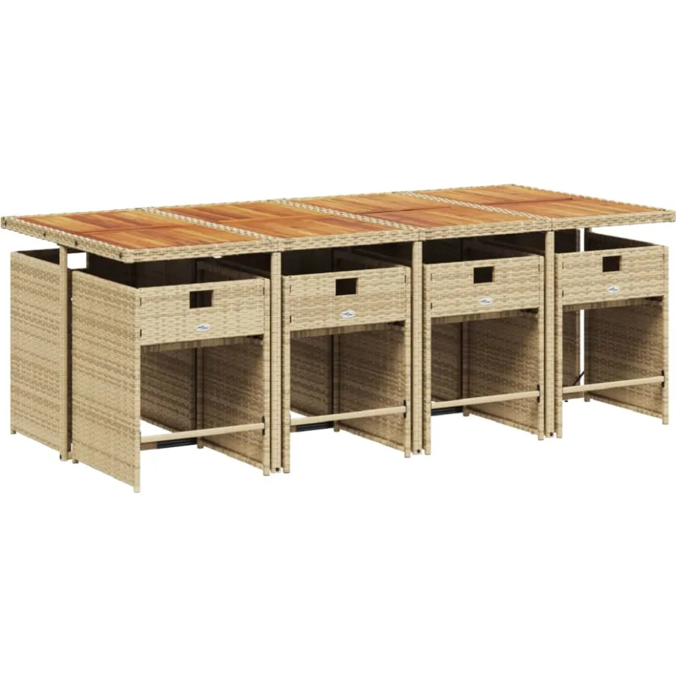 vidaXL 9-delige Tuinset met kussens poly rattan beige, foto 3