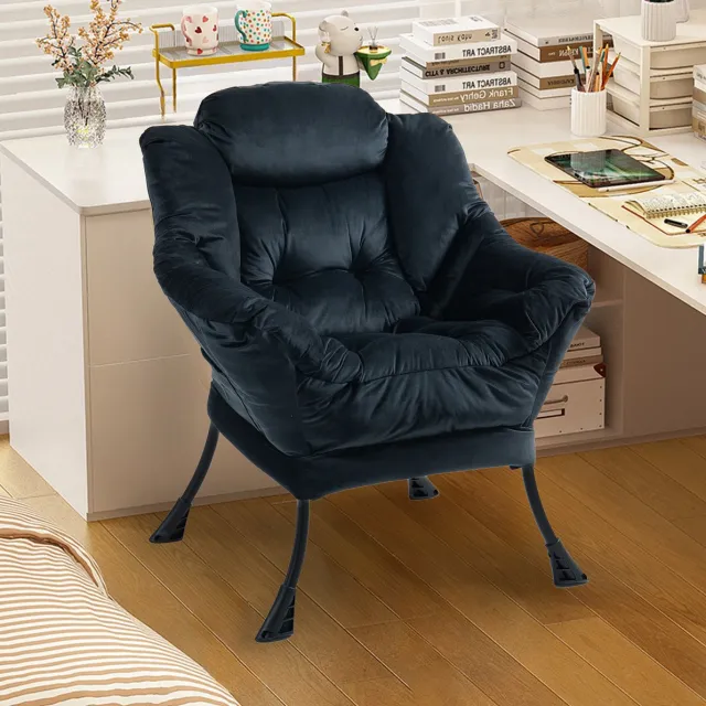 REDOM Fauteuil - Hoge rugleuning met armleuningen - Metalen frame - Zijkzak - Scandinavisch & Basic - Woonkamer, balkon, tuin of terras - Velvet - Zwart - 81 x 65 x 95 cm