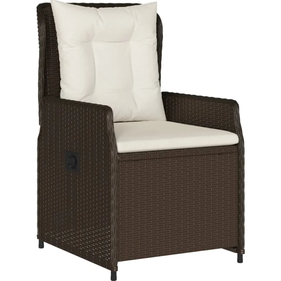 vidaXL 5-delige Tuinset met kussens poly rattan bruin