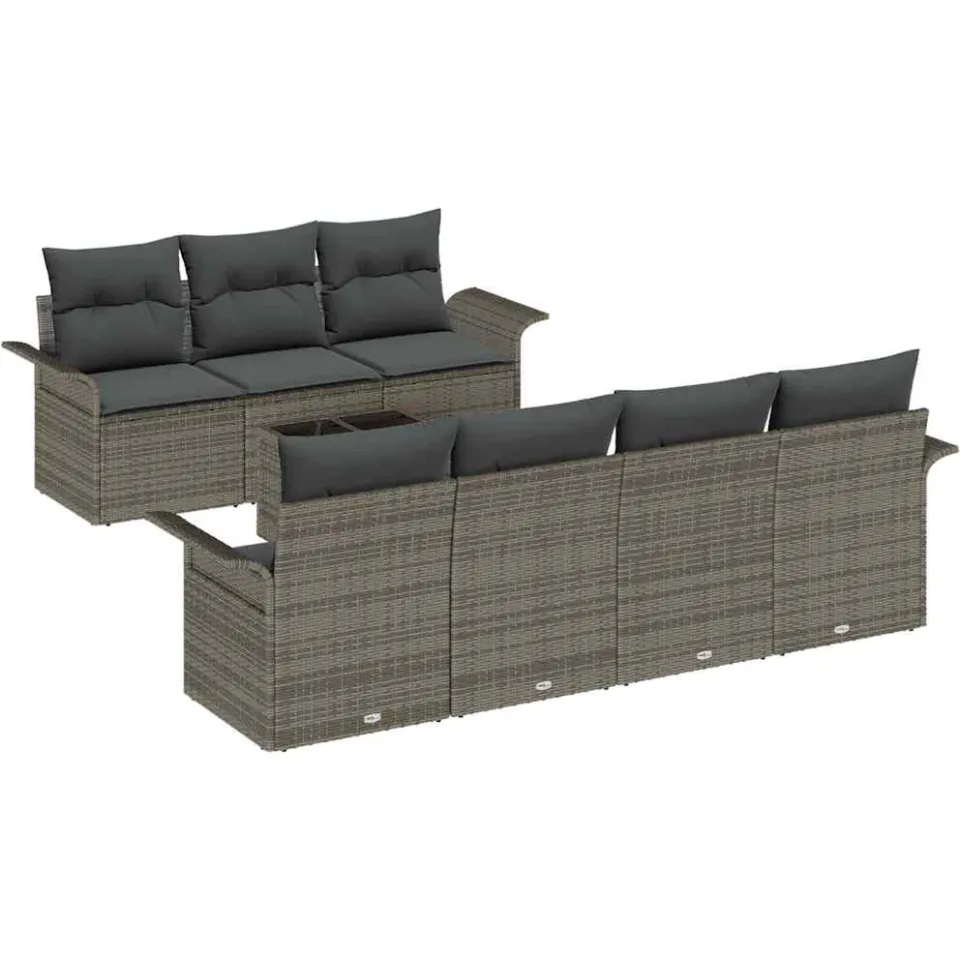 vidaXL Tuin Sofa Set 8 st Grijs poly rattan