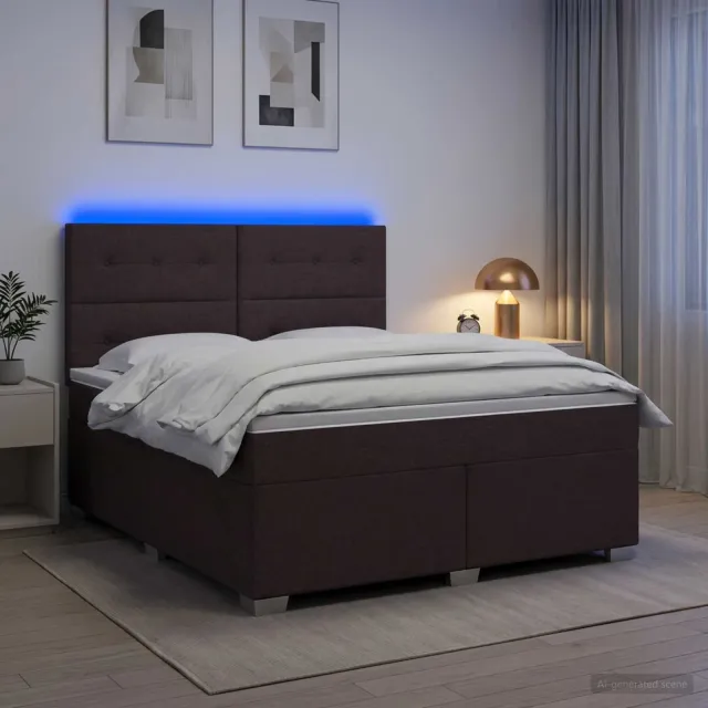 vidaXL Boxspringbed met matras Donkerbruin 140 x 200 cm Stof