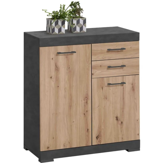 Opbergkast Hermes Artisan Eiken 80x35x90 cm - 2 Bruin | Grijs
