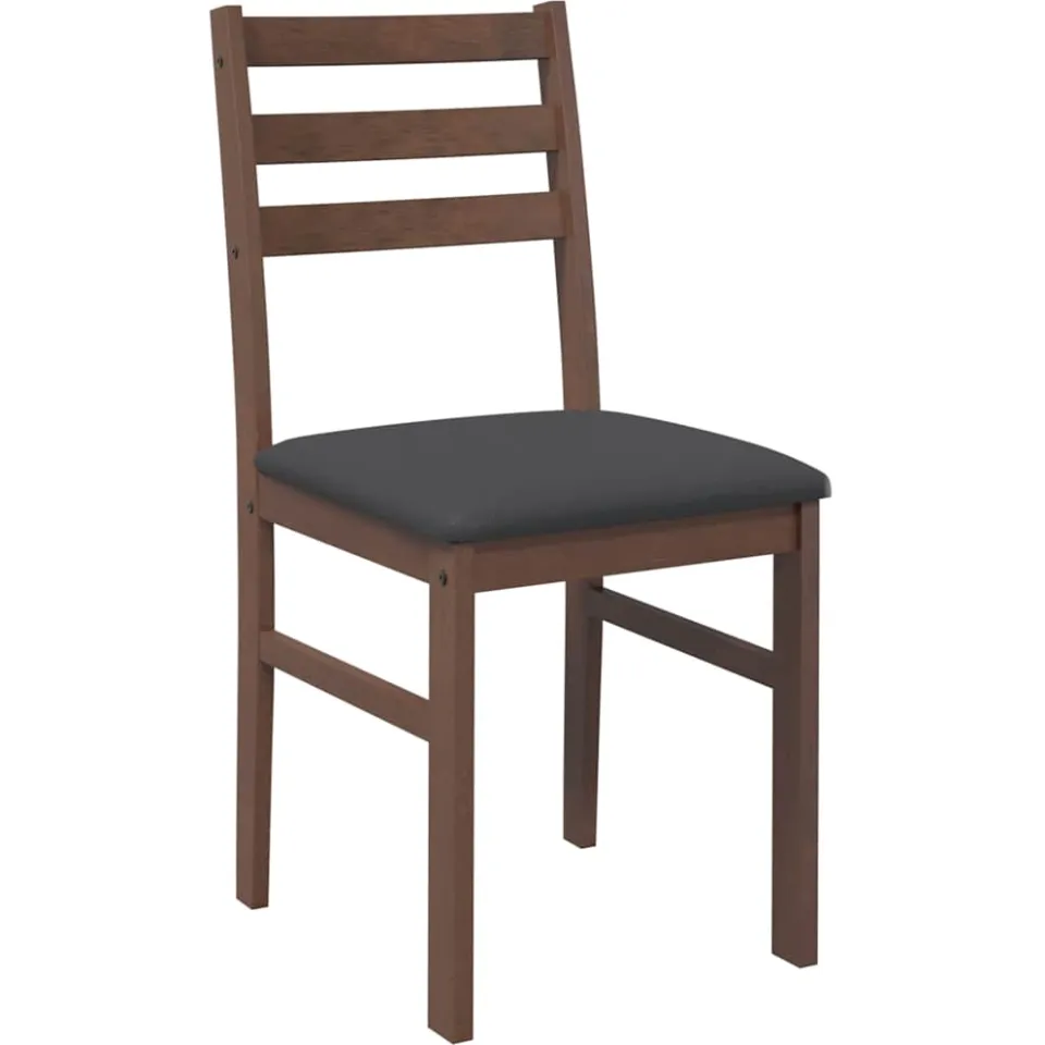vidaXL Eetkamerstoelen met kussens 2 st massief hout rubber bruin, foto 4