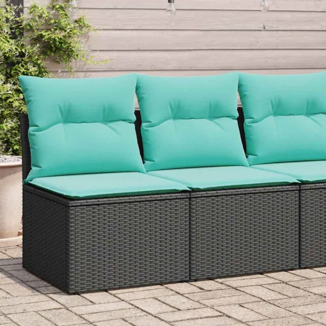 vidaXL 2-delige Loungeset met kussens poly rattan acacia zwart