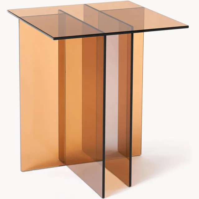 Westwing Collection Glazen bijzettafel Anouk Transparant, Bruin