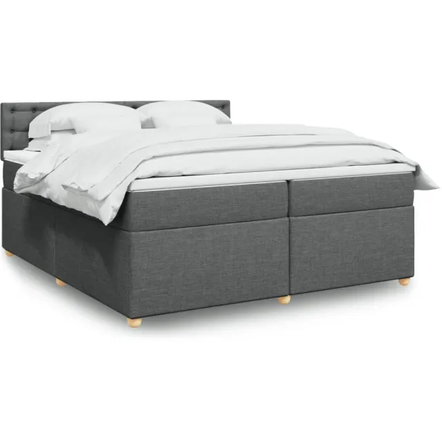 vidaXL Boxspring met matras stof donkergrijs 200x200 cm grijs