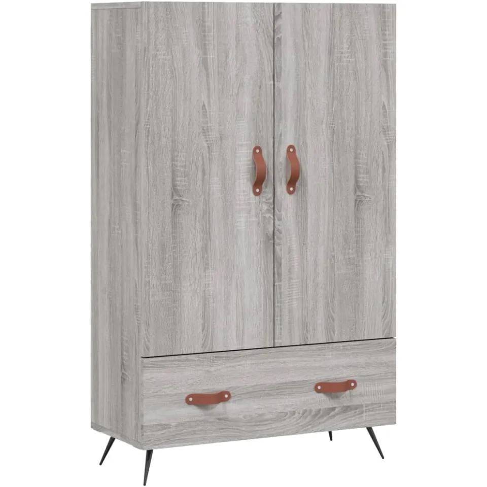 vidaXL Hoge kast 69,5x31x115 cm bewerkt hout grijs sonoma eikenkleurig, foto 3
