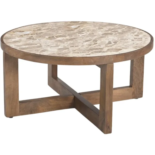 DÉJA Living Salontafel Juuka - Donkerbruin Marmer - Ø80cm