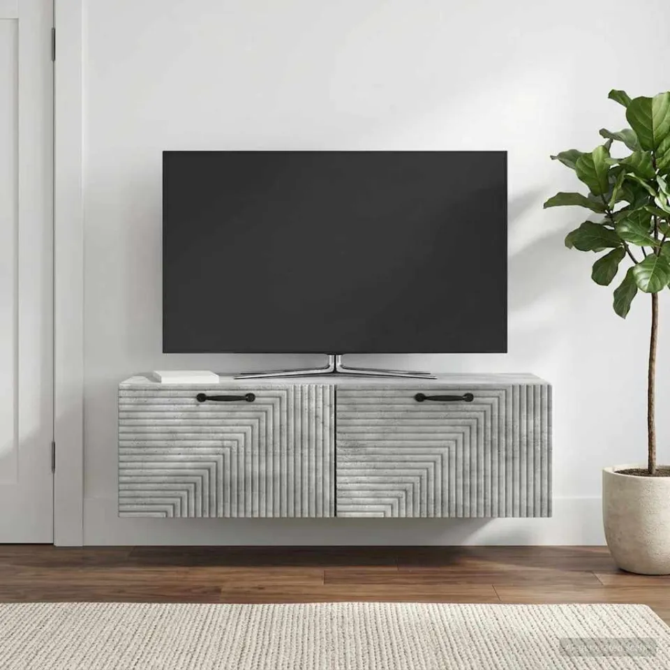 vidaXL Wandbeugel TV-kast Betongrijs 98 x 31 x 30 cm Bewerkt hout grijs, foto 4