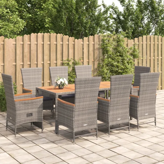 vidaXL 9-delige Tuinset met kussens poly rattan grijs, foto 2