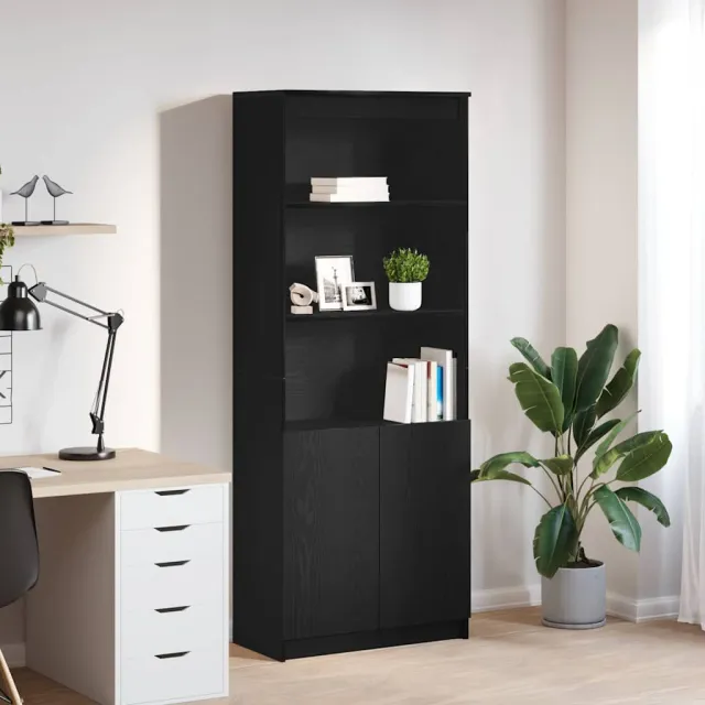 vidaXL Highboard 70x35x180 cm spaanplaat zwart eikenkleurig