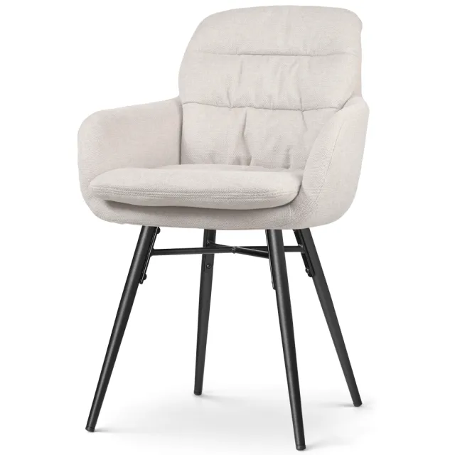 Nolon Nena-Mia eetkamerstoel beige - zwart houten onderstel