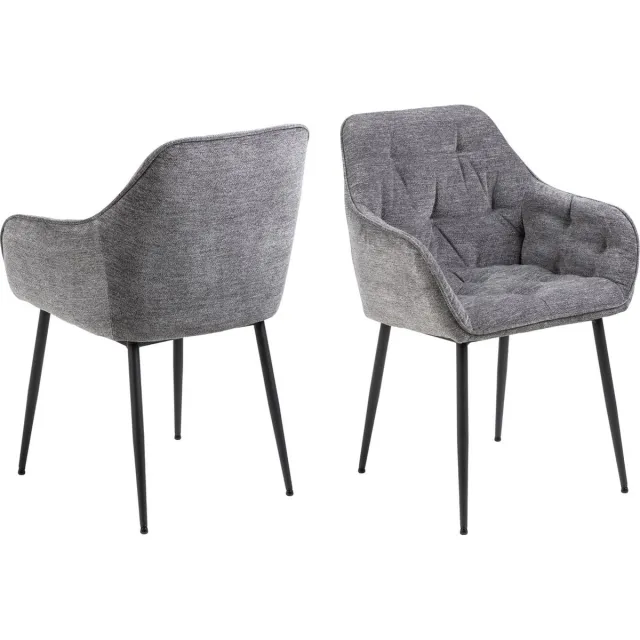 Giga Living Eetkamerstoel Zion - Antraciet Stof - Zithoogte 47cm - Set van 2