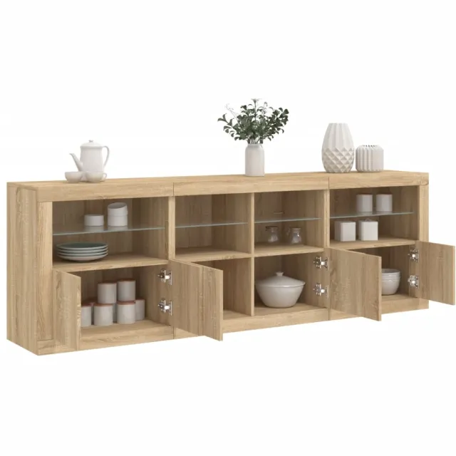 vidaXL Dressoir met LED-verlichting 202x37x67 cm sonoma eikenkleurig
