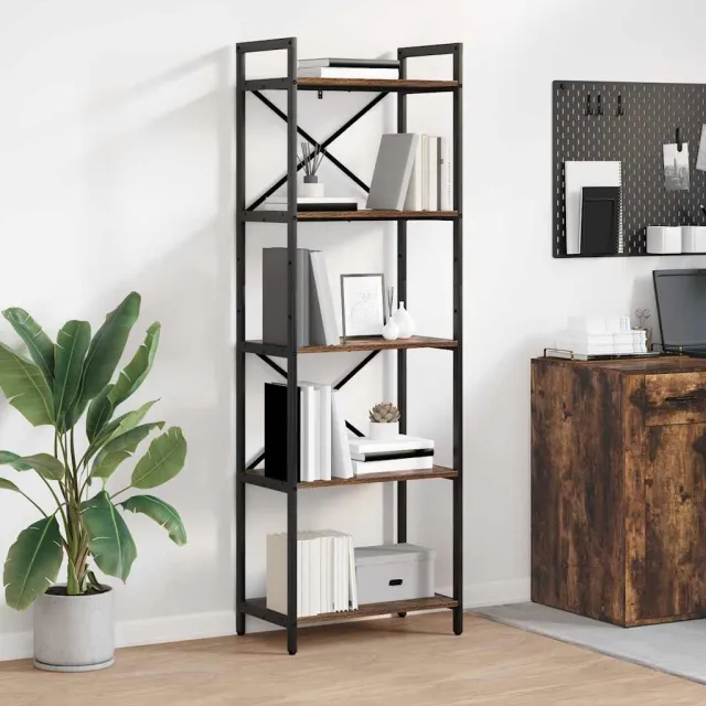 vidaXL Boekenkast 5-laags 56 x 34 x 171 cm Bewerkt hout Gerookt eiken Bruin