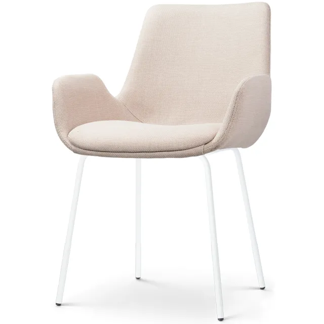 Nolon Nora-Eef eetkamerstoel beige - wit onderstel