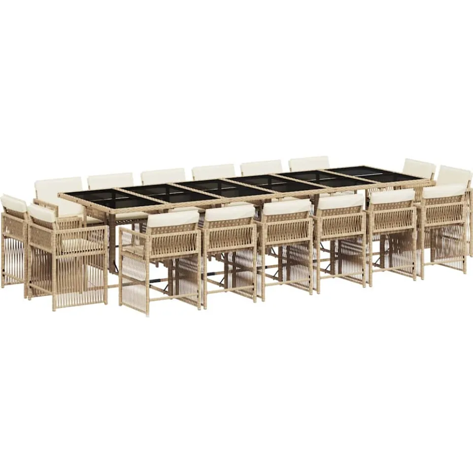 vidaXL 17-delige Tuinset met kussens poly rattan beige, foto 3