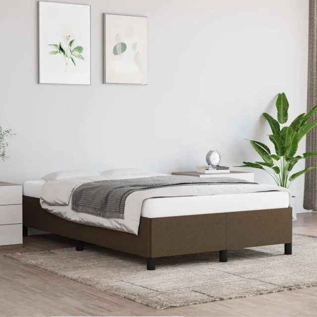 vidaXL Bedframe zonder matras 120x200 cm stof donkerbruin bruin